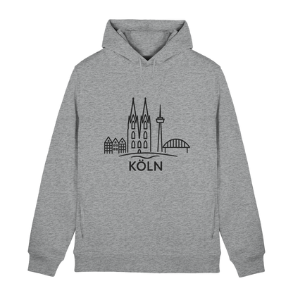 Köln Skyline (großer Druck auf der Brust) - Organic Hoodie B&C