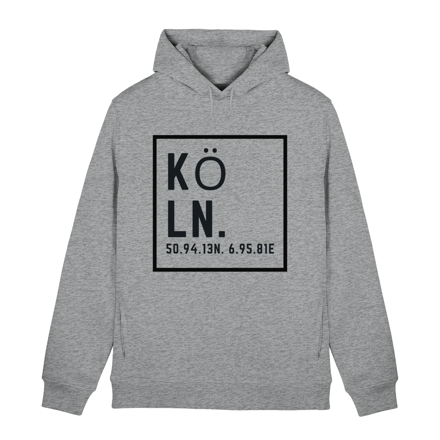Köln Koordinaten (großer Druck auf der Brust) - Organic Hoodie B&C