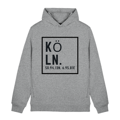 Köln Koordinaten (großer Druck auf der Brust) - Organic Hoodie B&C