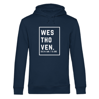 Westhoven Koordinaten (großer Druck auf der Brust) - Organic Hoodie B&C