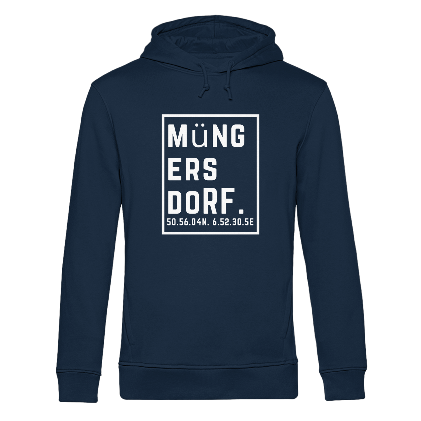 Müngersdorf Koordinaten (großer Druck auf der Brust) - Organic Hoodie B&C
