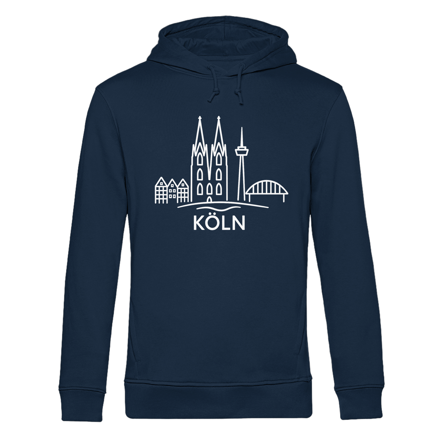 Köln Skyline (großer Druck auf der Brust) - Organic Hoodie B&C