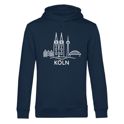 Köln Skyline (großer Druck auf der Brust) - Organic Hoodie B&C