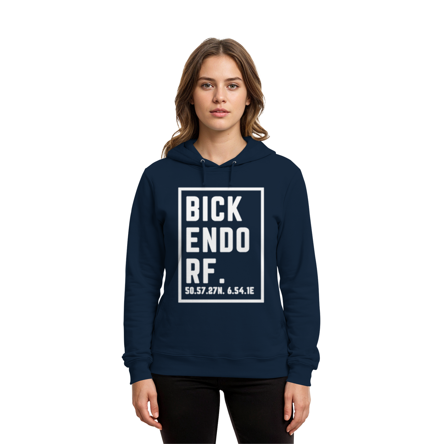 Bickendorf Koordinaten (großer Druck auf der Brust) - Organic Hoodie B&C