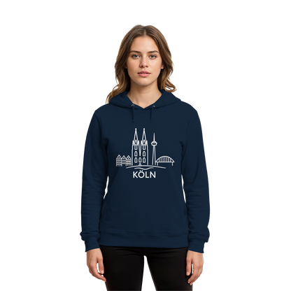 Köln Skyline (großer Druck auf der Brust) - Organic Hoodie B&C