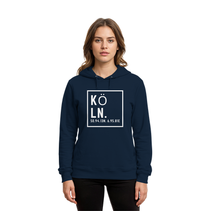 Köln Koordinaten (großer Druck auf der Brust) - Organic Hoodie B&C