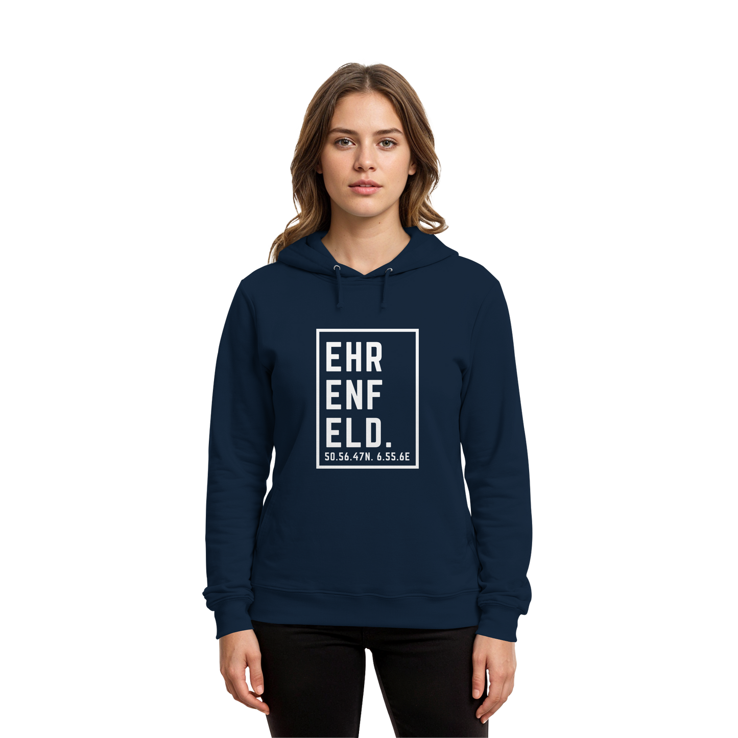 Ehrenfeld Koordinaten (großer Druck auf der Brust) - Organic Hoodie B&C