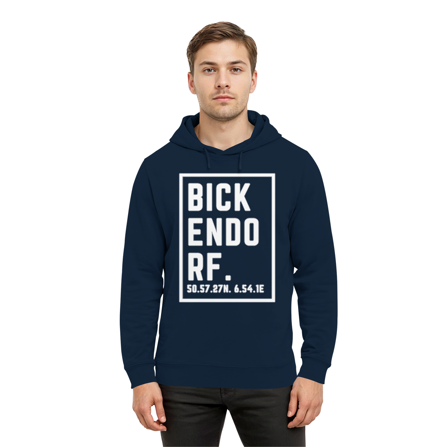 Bickendorf Koordinaten (großer Druck auf der Brust) - Organic Hoodie B&C