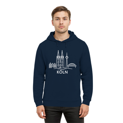 Köln Skyline (großer Druck auf der Brust) - Organic Hoodie B&C