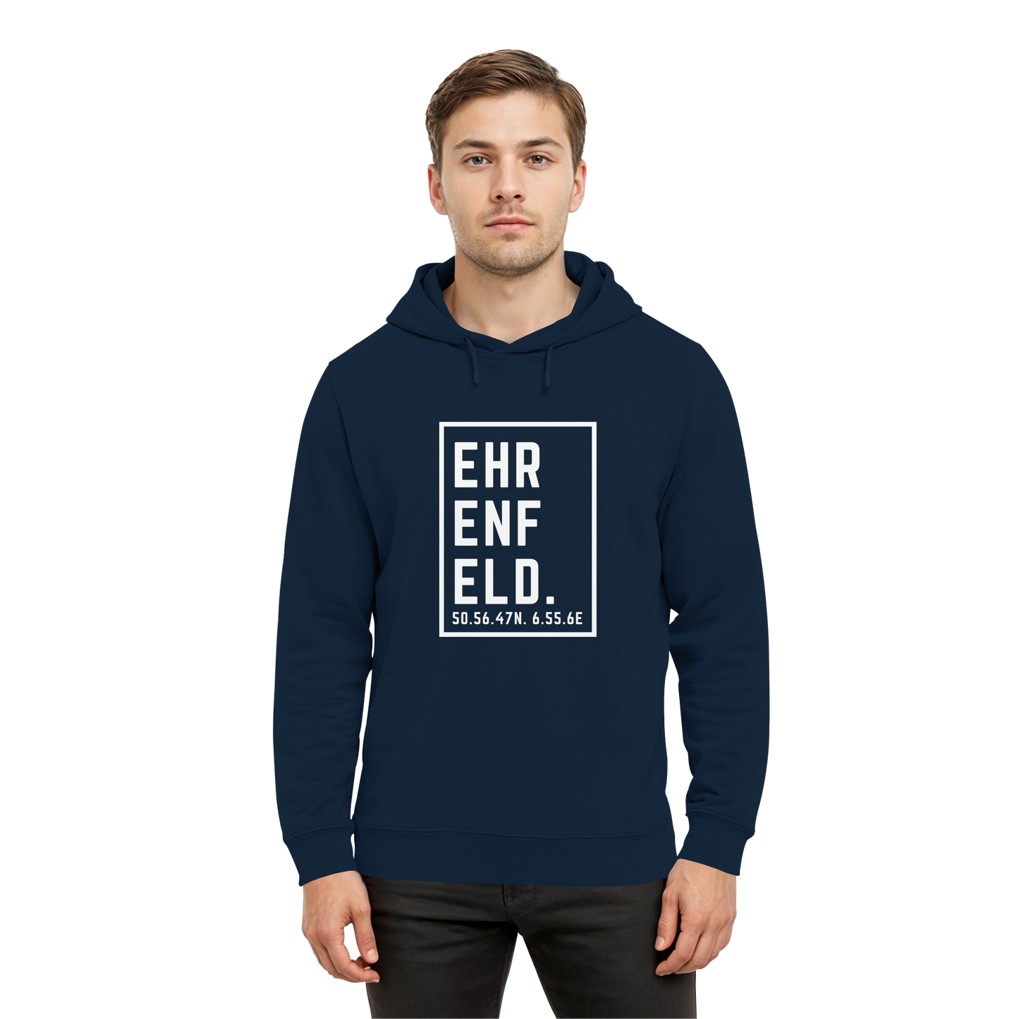 Ehrenfeld Koordinaten (großer Druck auf der Brust) - Organic Hoodie B&C