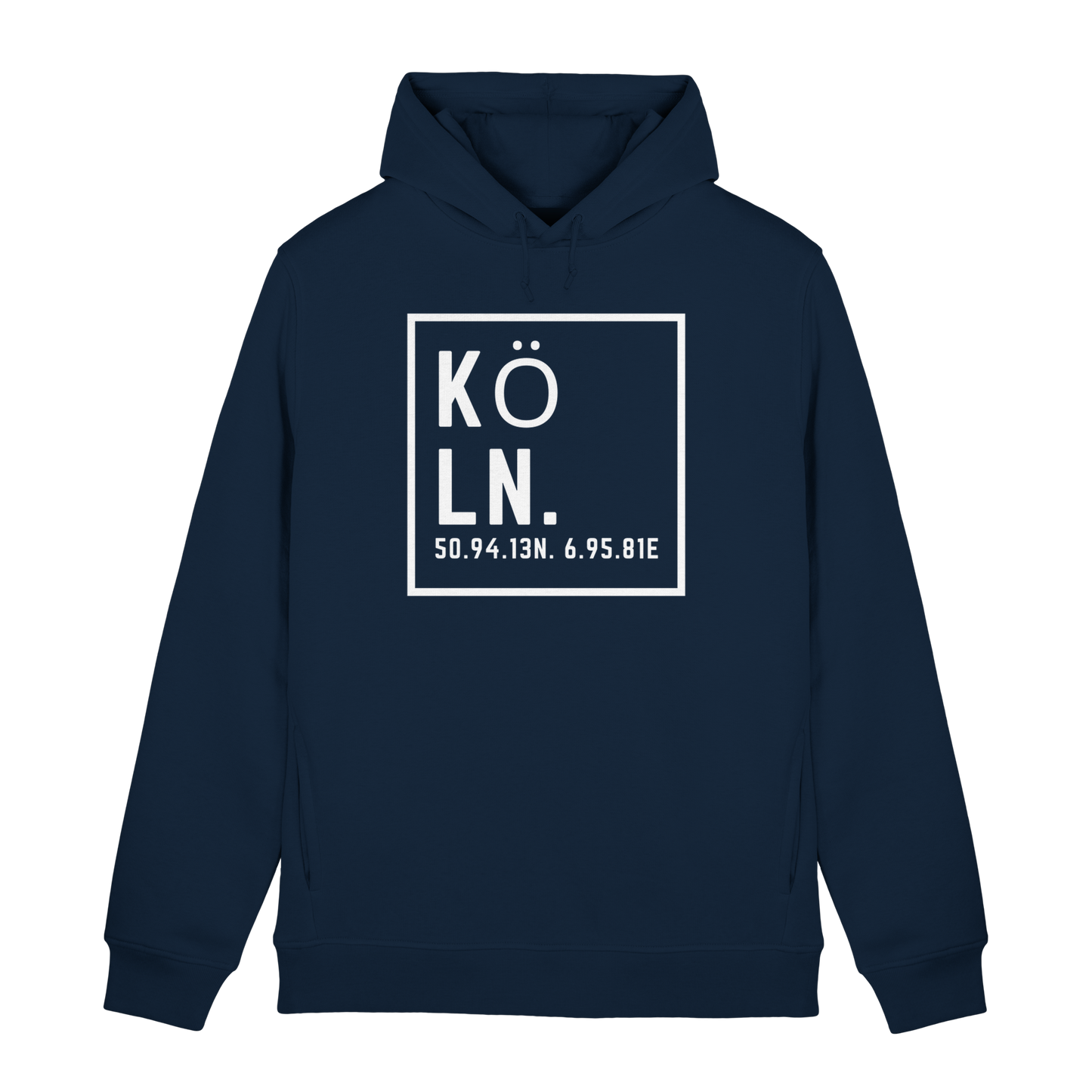 Köln Koordinaten (großer Druck auf der Brust) - Organic Hoodie B&C