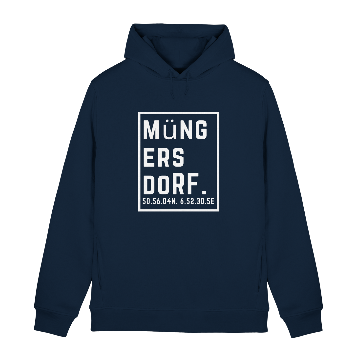 Müngersdorf Koordinaten (großer Druck auf der Brust) - Organic Hoodie B&C