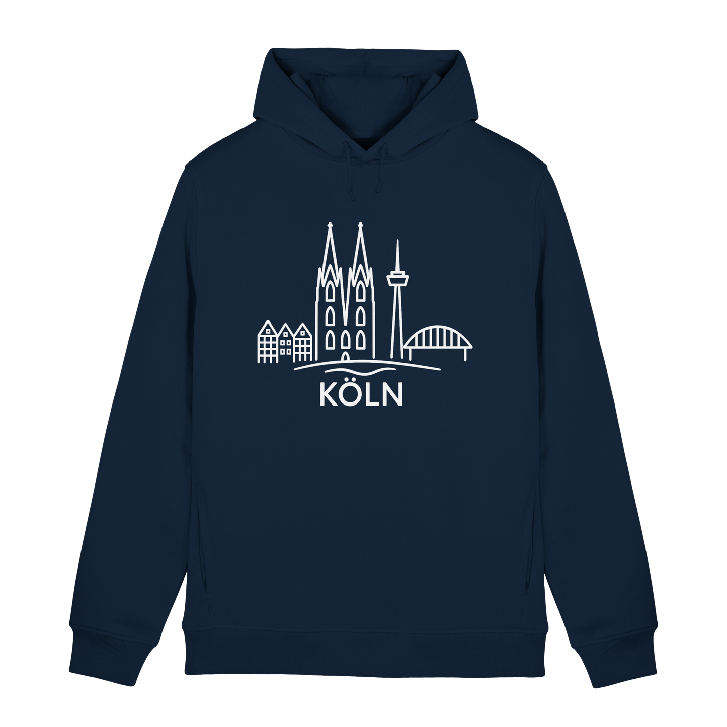 Köln Skyline (großer Druck auf der Brust) - Organic Hoodie B&C