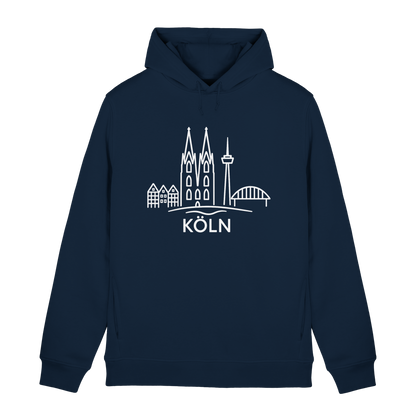 Köln Skyline (großer Druck auf der Brust) - Organic Hoodie B&C