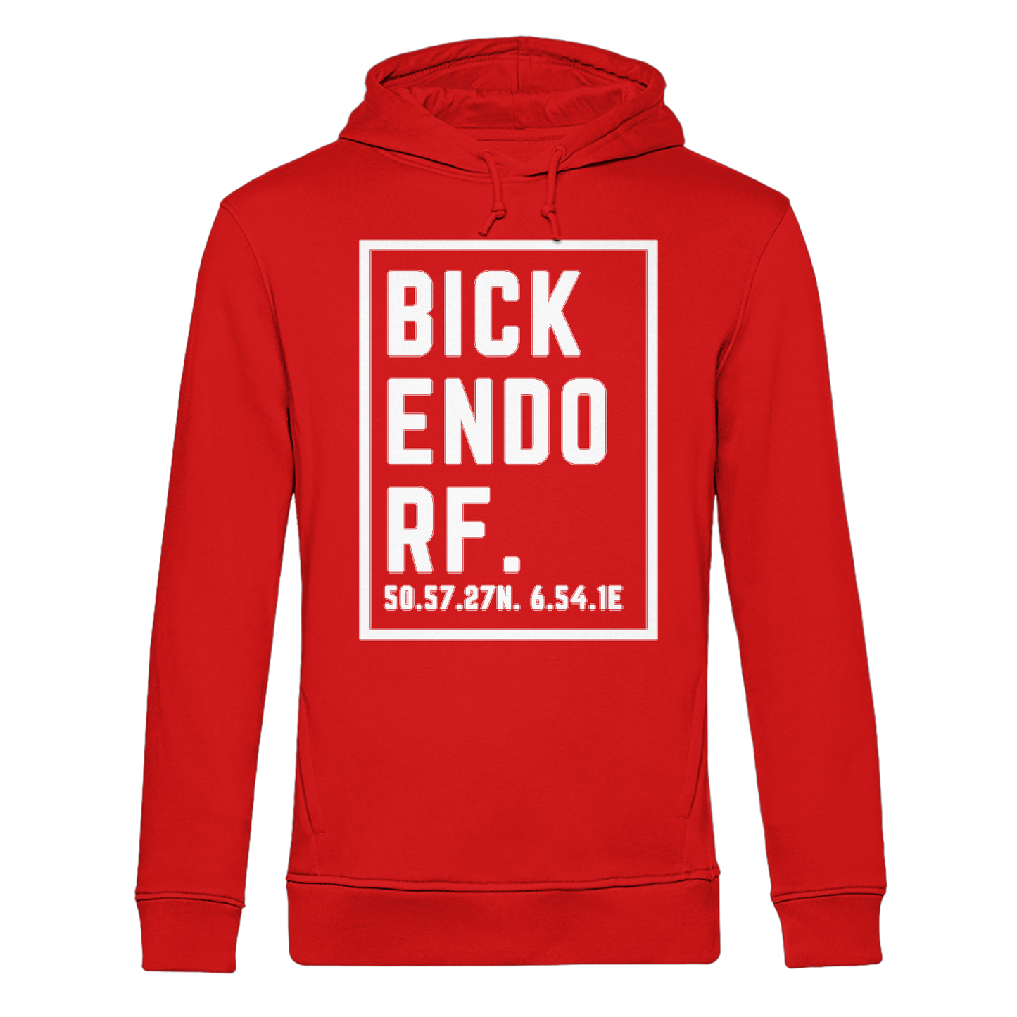 Bickendorf Koordinaten (großer Druck auf der Brust) - Organic Hoodie B&C