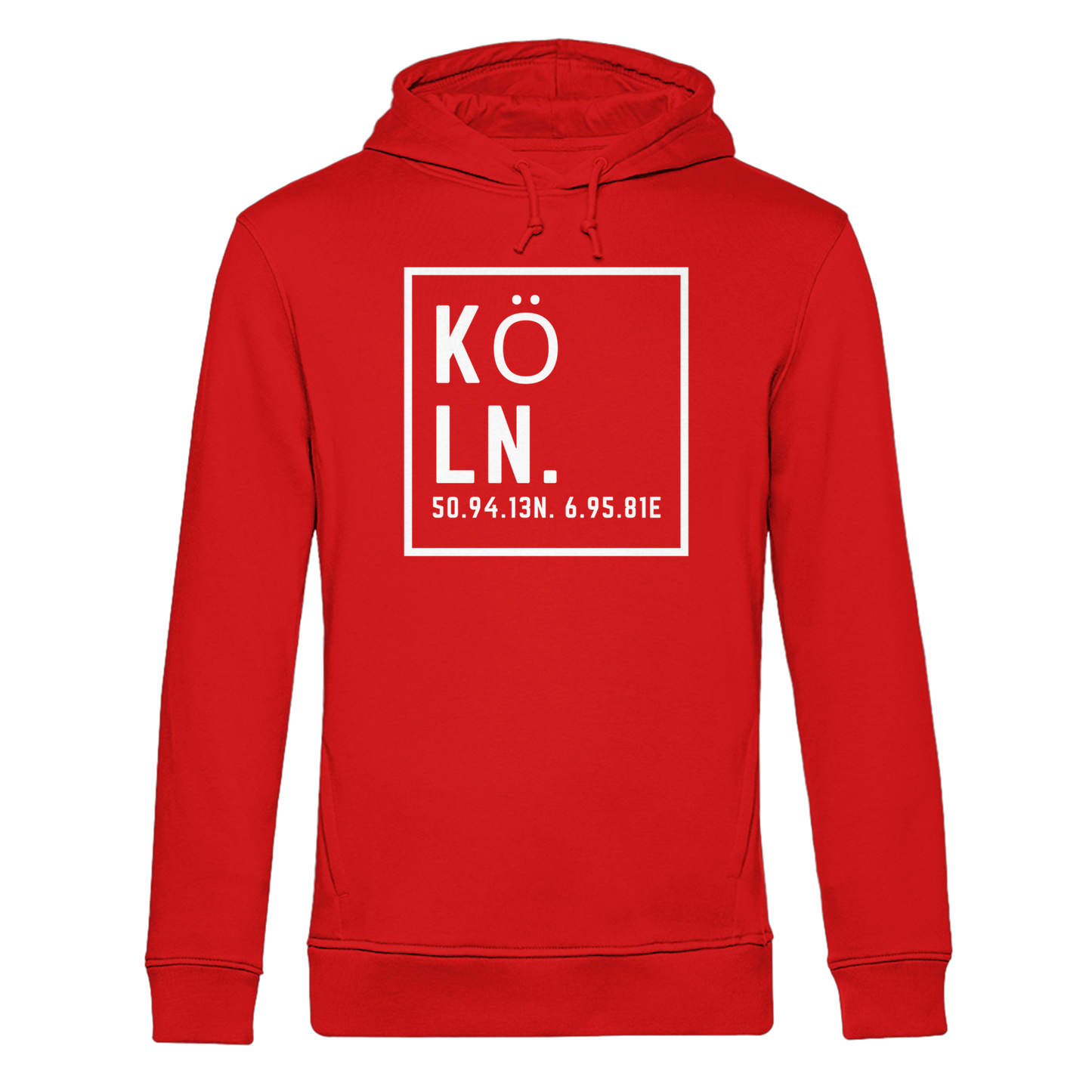 Köln Koordinaten (großer Druck auf der Brust) - Organic Hoodie B&C