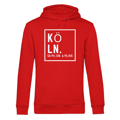 Köln Koordinaten (großer Druck auf der Brust) - Organic Hoodie B&C