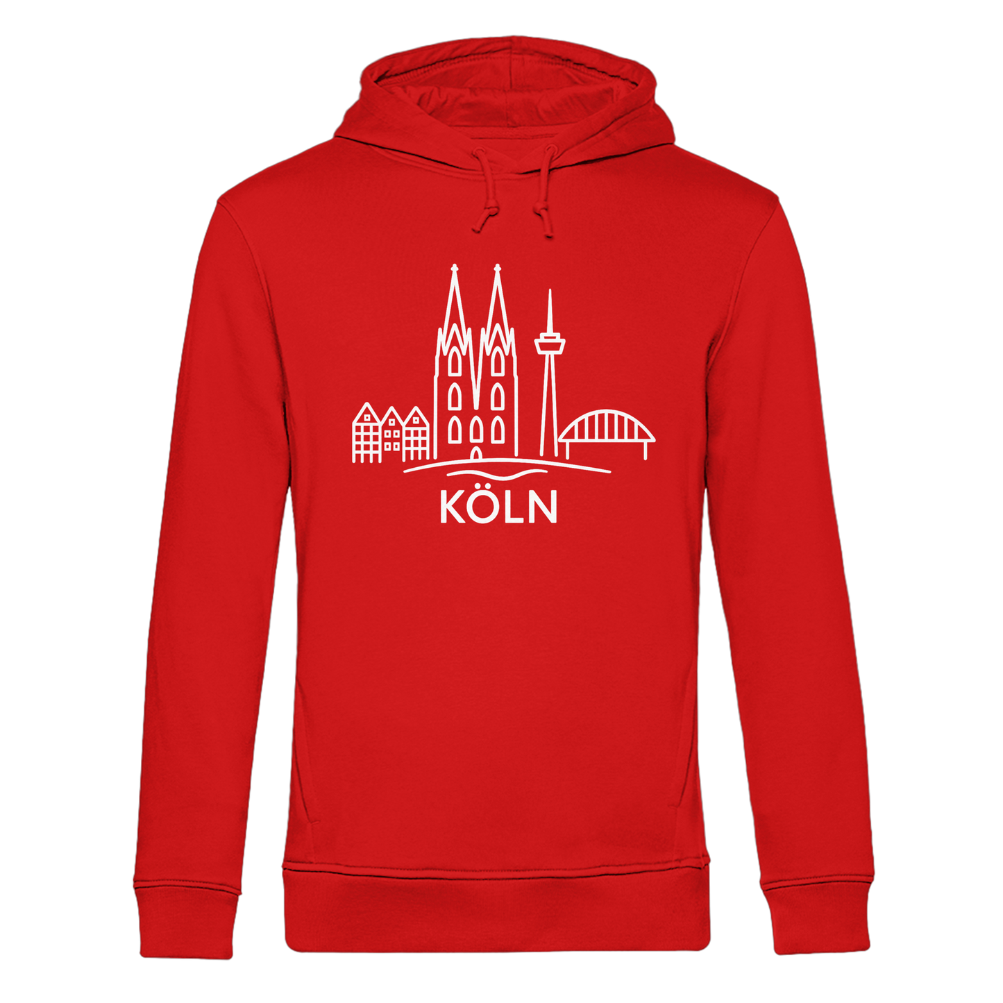 Köln Skyline (großer Druck auf der Brust) - Organic Hoodie B&C