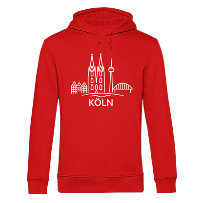 Köln Skyline (großer Druck auf der Brust) - Organic Hoodie B&C