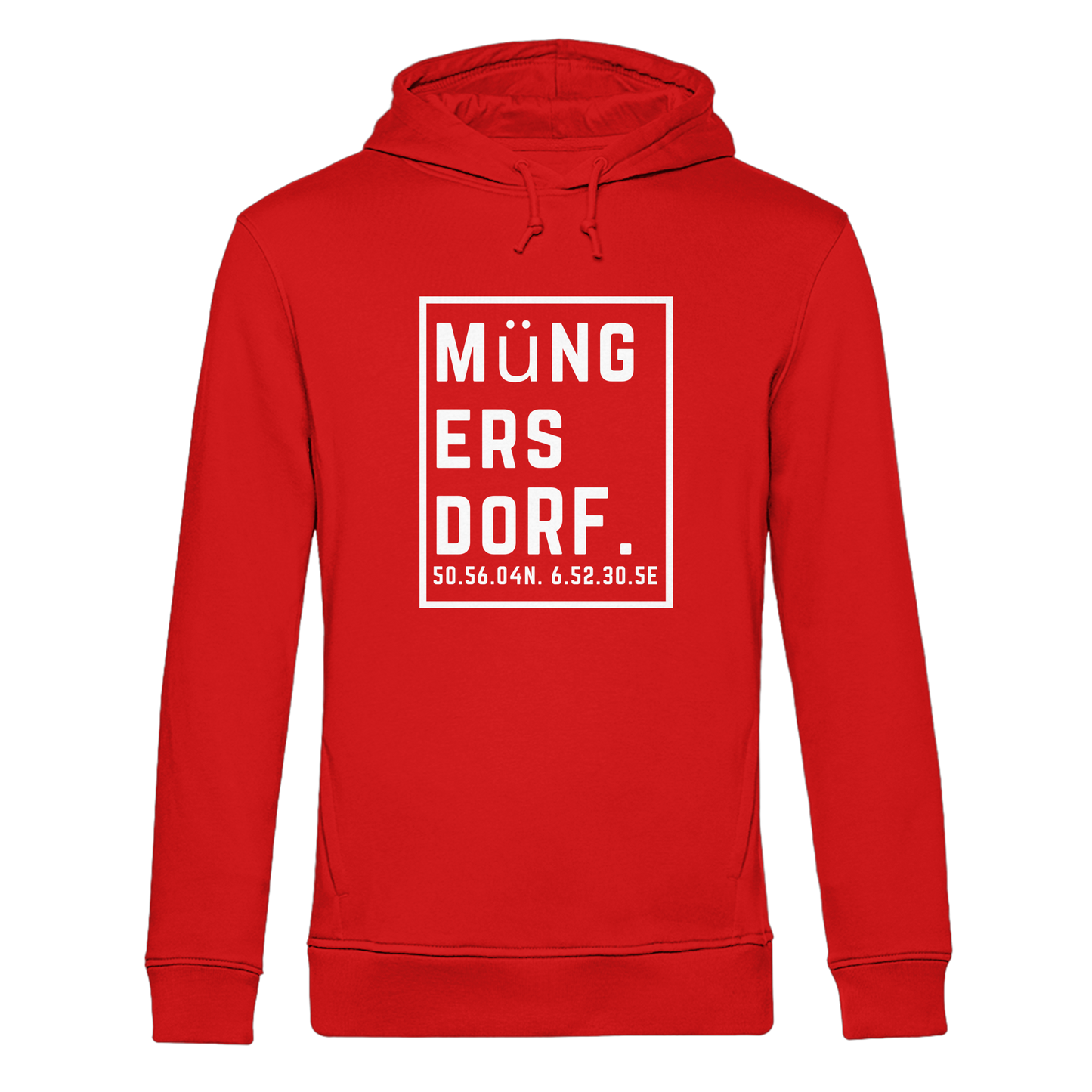 Müngersdorf Koordinaten (großer Druck auf der Brust) - Organic Hoodie B&C