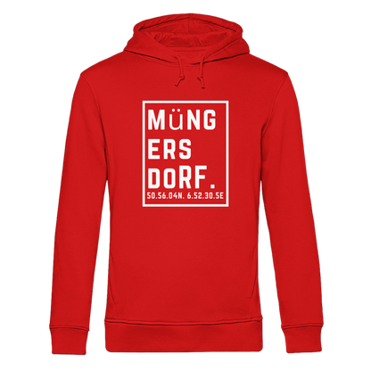 Müngersdorf Koordinaten (großer Druck auf der Brust) - Organic Hoodie B&C