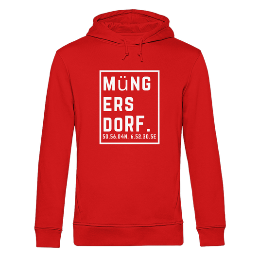 Müngersdorf Koordinaten (großer Druck auf der Brust) - Organic Hoodie B&C