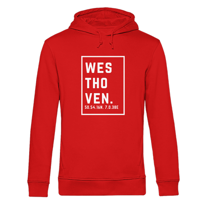 Westhoven Koordinaten (großer Druck auf der Brust) - Organic Hoodie B&C