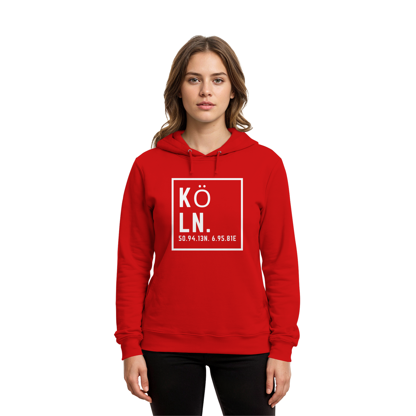 Köln Koordinaten (großer Druck auf der Brust) - Organic Hoodie B&C