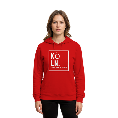 Köln Koordinaten (großer Druck auf der Brust) - Organic Hoodie B&C