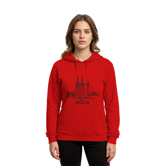 Köln Skyline (großer Druck auf der Brust) - Organic Hoodie B&C