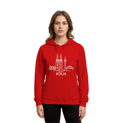 Köln Skyline (großer Druck auf der Brust) - Organic Hoodie B&C