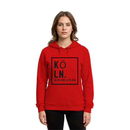 Köln Koordinaten (großer Druck auf der Brust) - Organic Hoodie B&C
