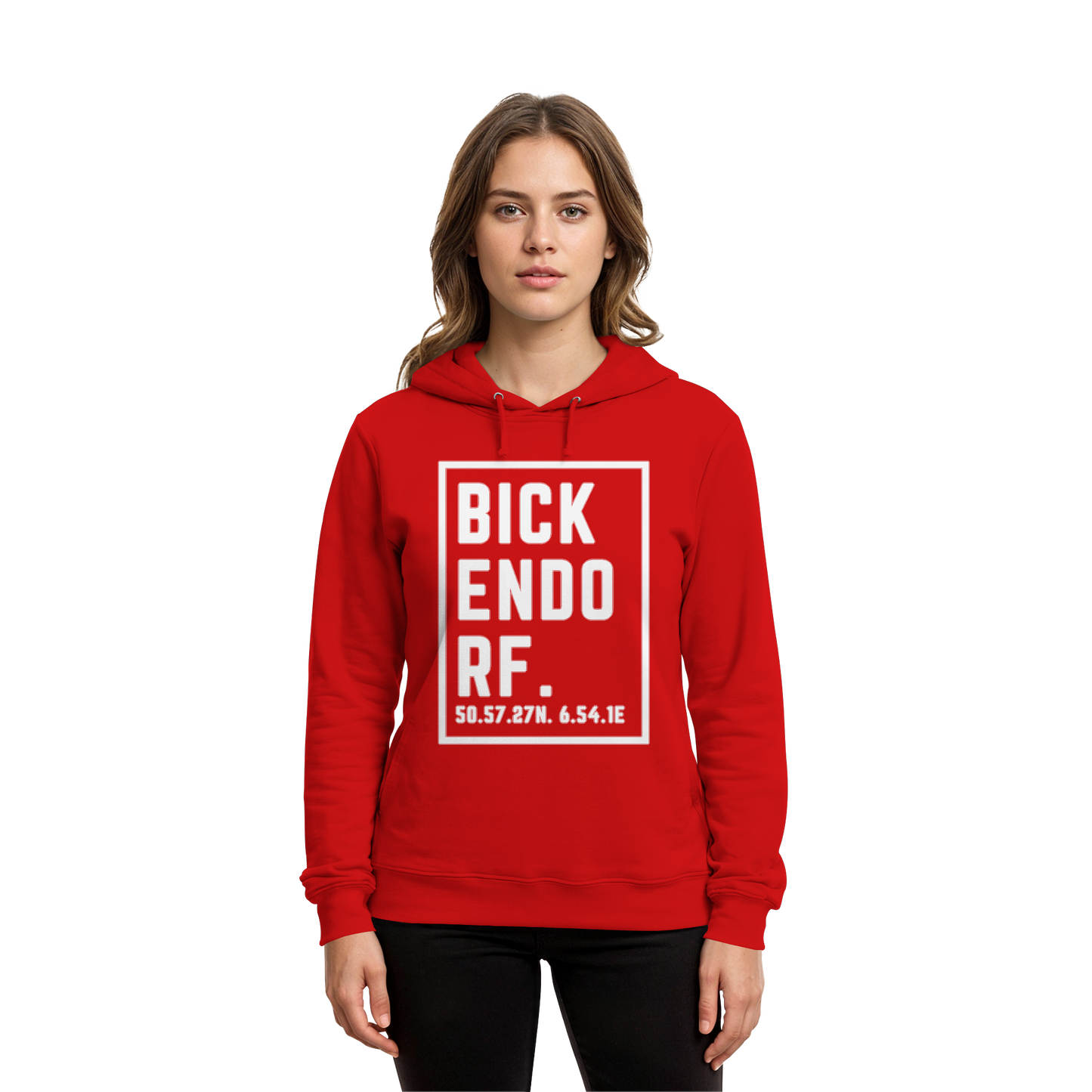 Bickendorf Koordinaten (großer Druck auf der Brust) - Organic Hoodie B&C