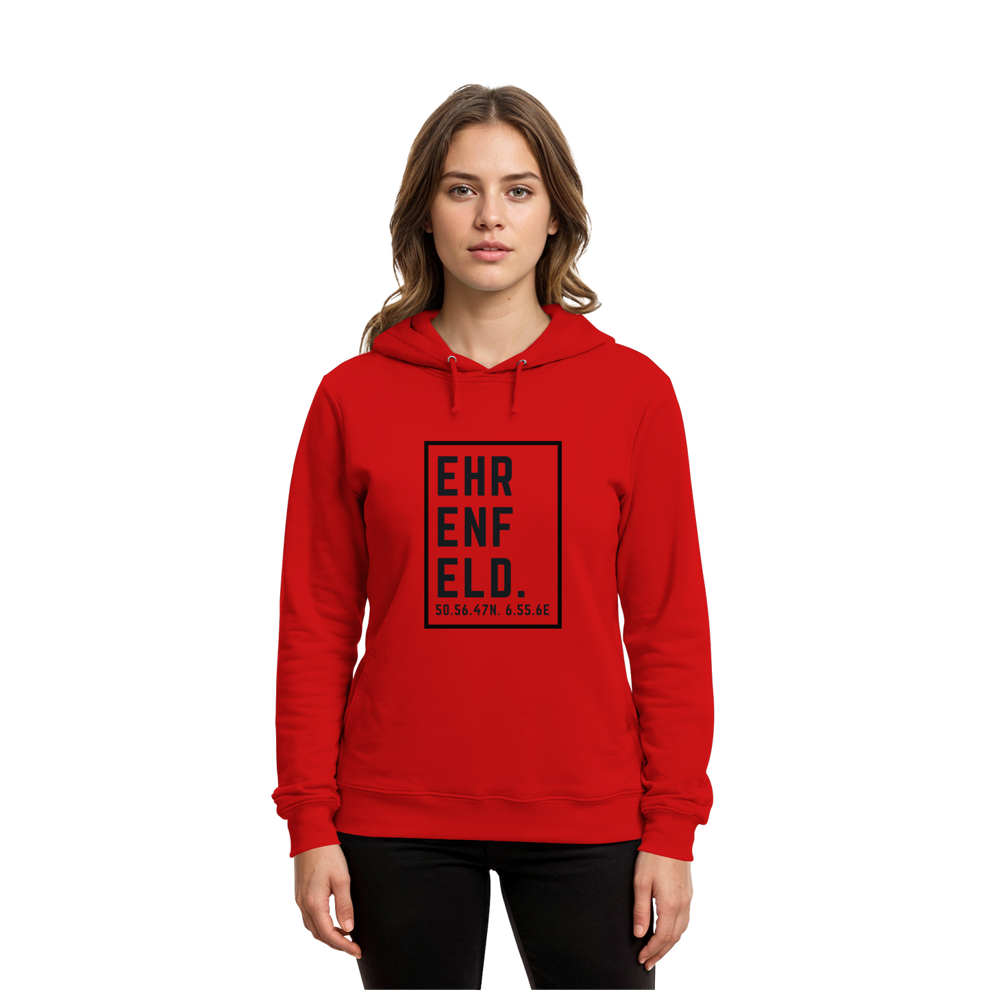 Ehrenfeld Koordinaten (großer Druck auf der Brust) - Organic Hoodie B&C