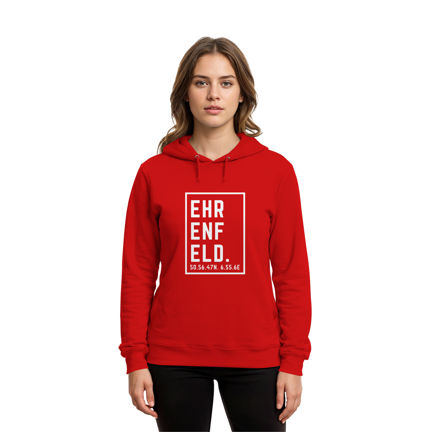 Ehrenfeld Koordinaten (großer Druck auf der Brust) - Organic Hoodie B&C