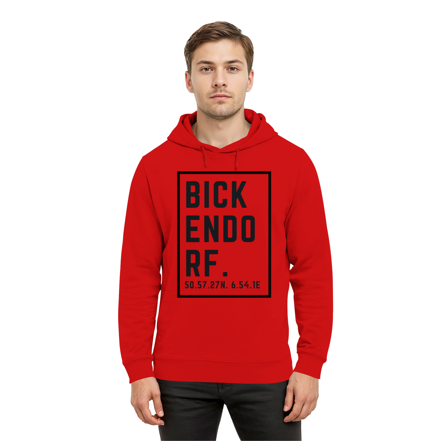 Bickendorf Koordinaten (großer Druck auf der Brust) - Organic Hoodie B&C
