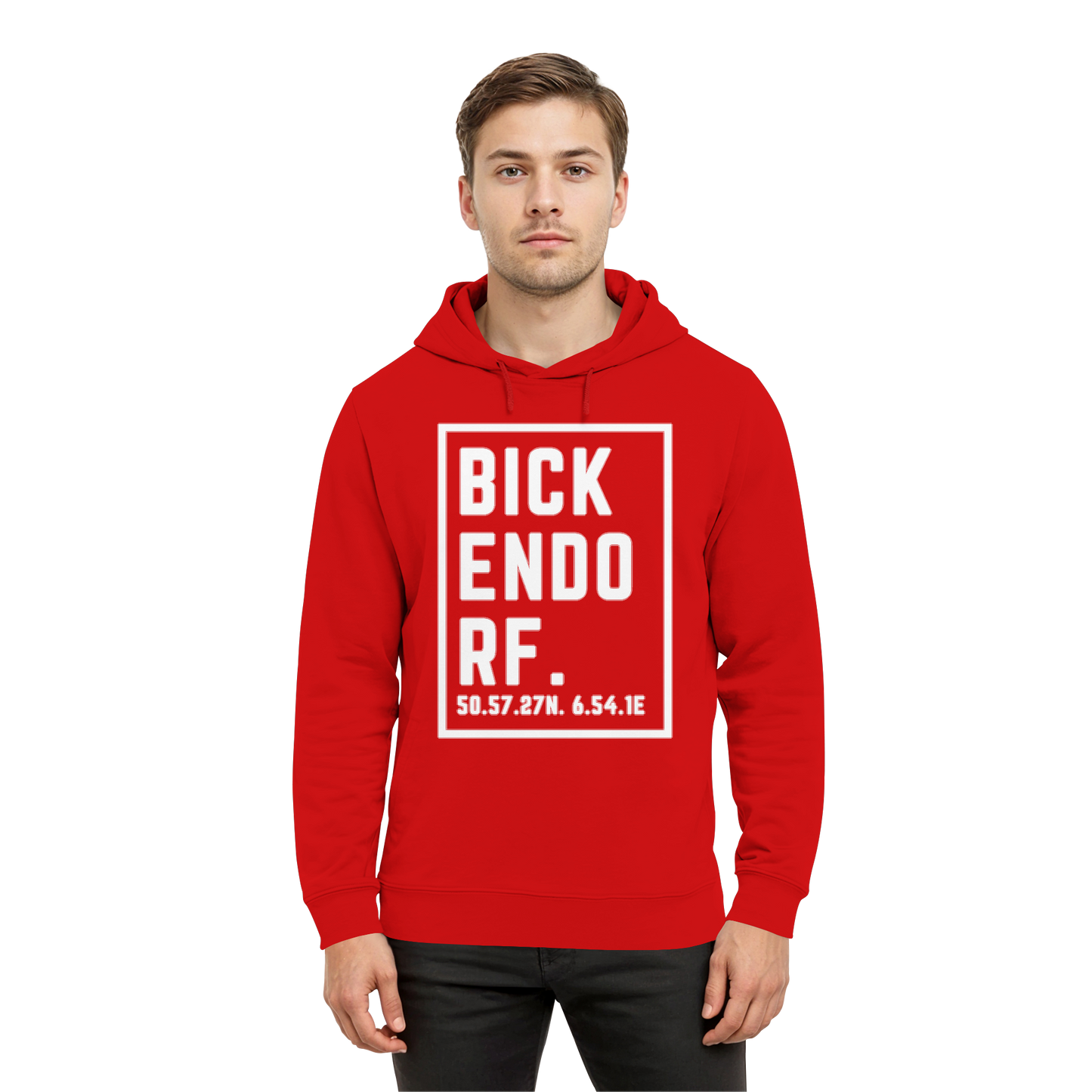 Bickendorf Koordinaten (großer Druck auf der Brust) - Organic Hoodie B&C