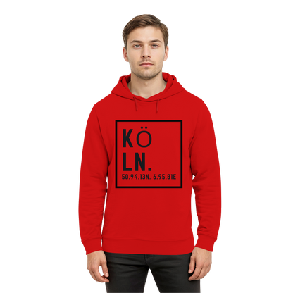 Köln Koordinaten (großer Druck auf der Brust) - Organic Hoodie B&C