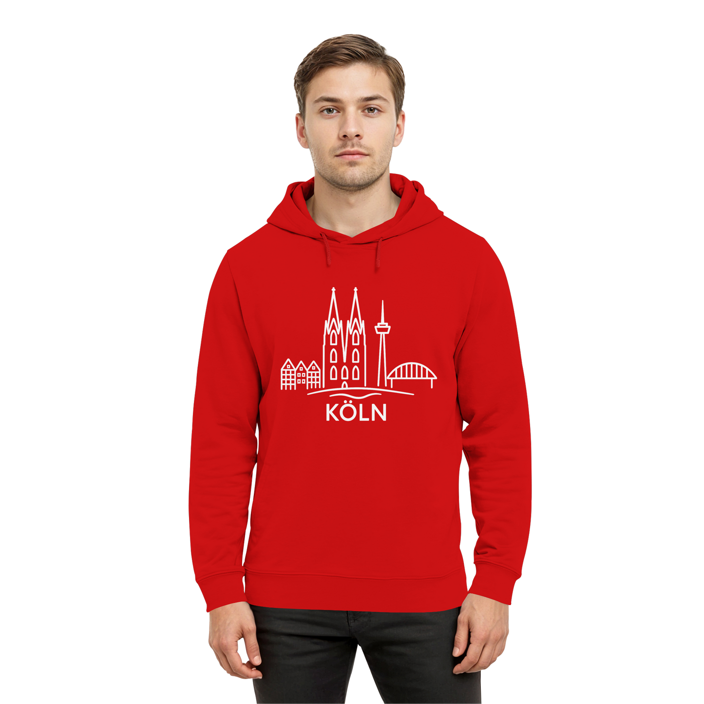 Köln Skyline (großer Druck auf der Brust) - Organic Hoodie B&C