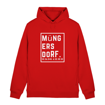 Müngersdorf Koordinaten (großer Druck auf der Brust) - Organic Hoodie B&C