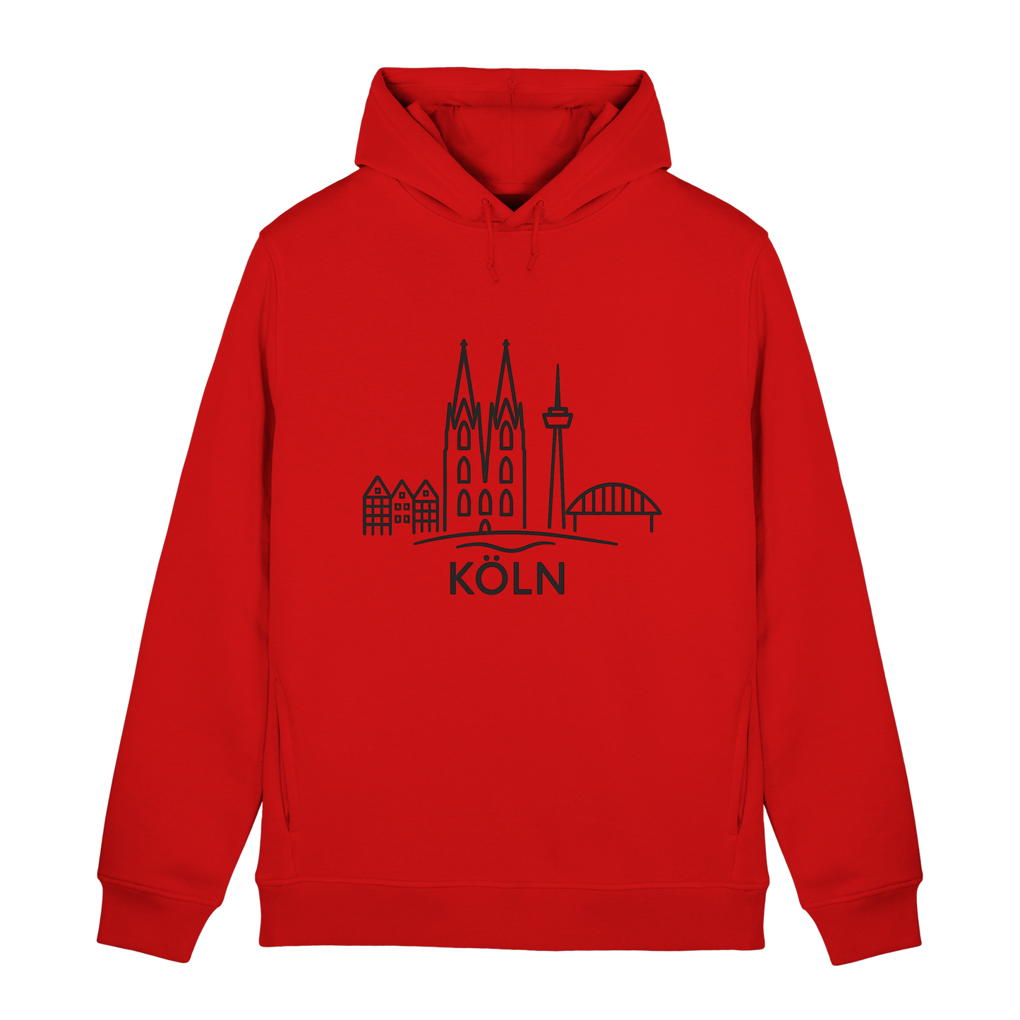 Köln Skyline (großer Druck auf der Brust) - Organic Hoodie B&C