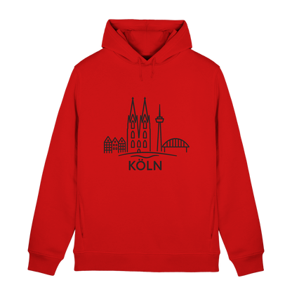 Köln Skyline (großer Druck auf der Brust) - Organic Hoodie B&C