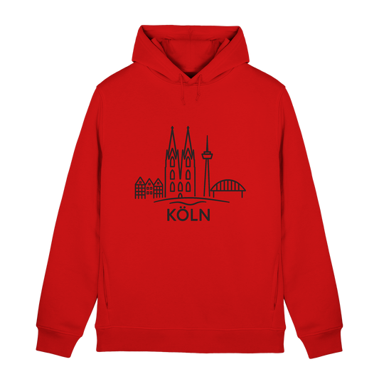 Köln Skyline (großer Druck auf der Brust) - Organic Hoodie B&C