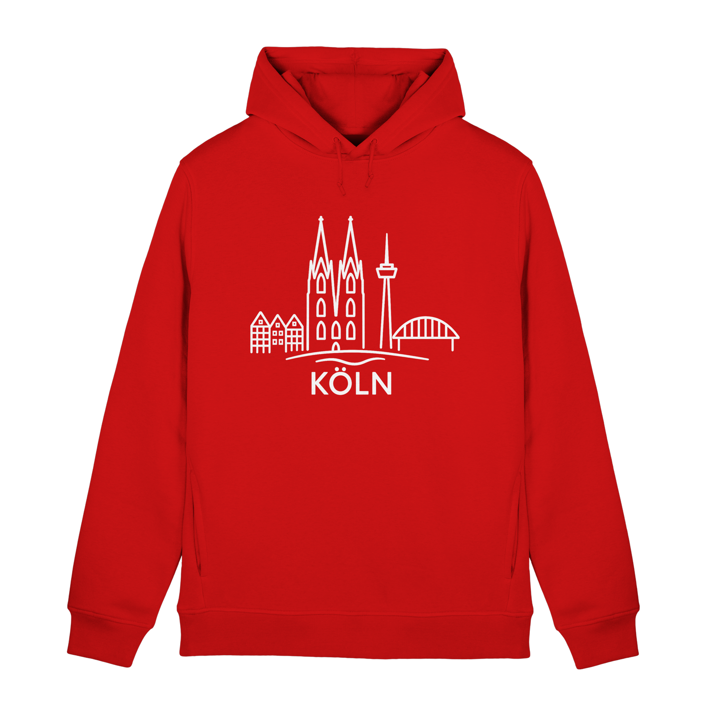 Köln Skyline (großer Druck auf der Brust) - Organic Hoodie B&C
