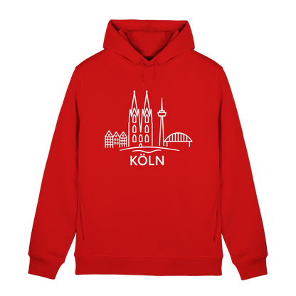 Köln Skyline (großer Druck auf der Brust) - Organic Hoodie B&C