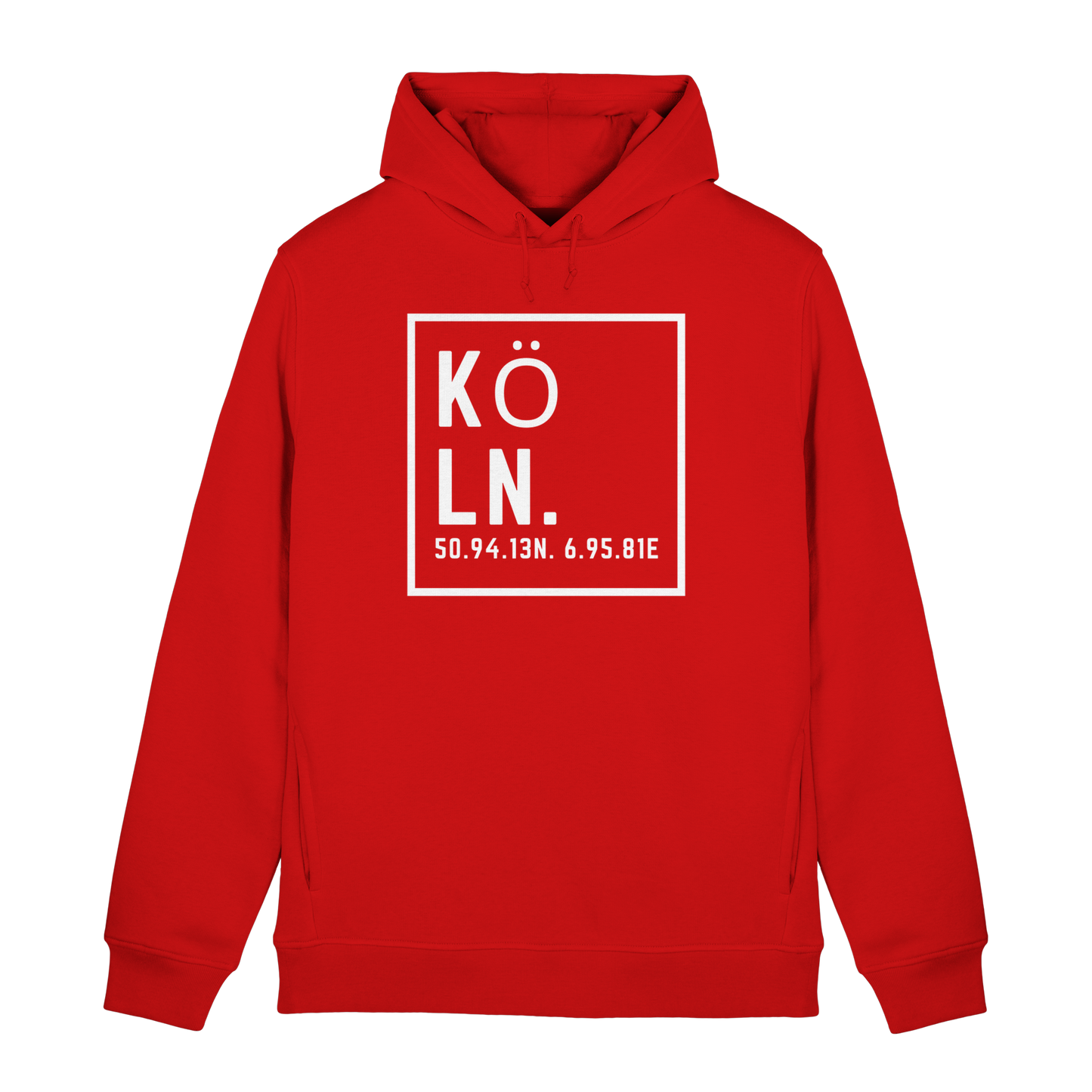 Köln Koordinaten (großer Druck auf der Brust) - Organic Hoodie B&C