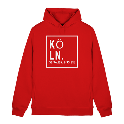 Köln Koordinaten (großer Druck auf der Brust) - Organic Hoodie B&C