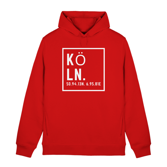 Köln Koordinaten (großer Druck auf der Brust) - Organic Hoodie B&C