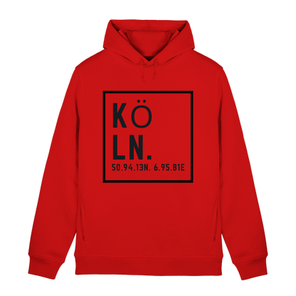 Köln Koordinaten (großer Druck auf der Brust) - Organic Hoodie B&C