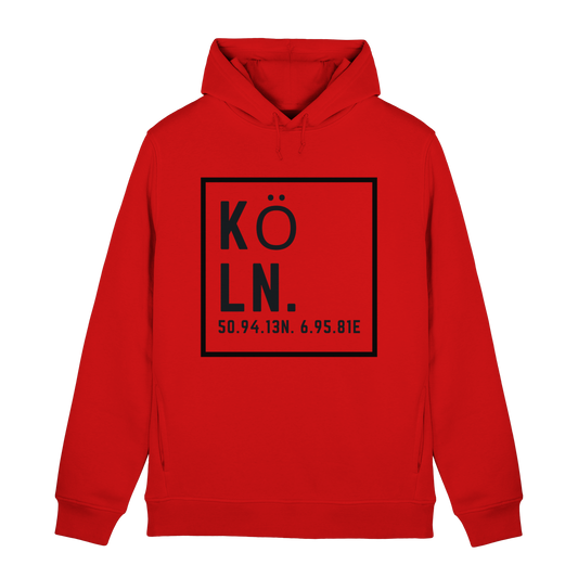 Köln Koordinaten (großer Druck auf der Brust) - Organic Hoodie B&C